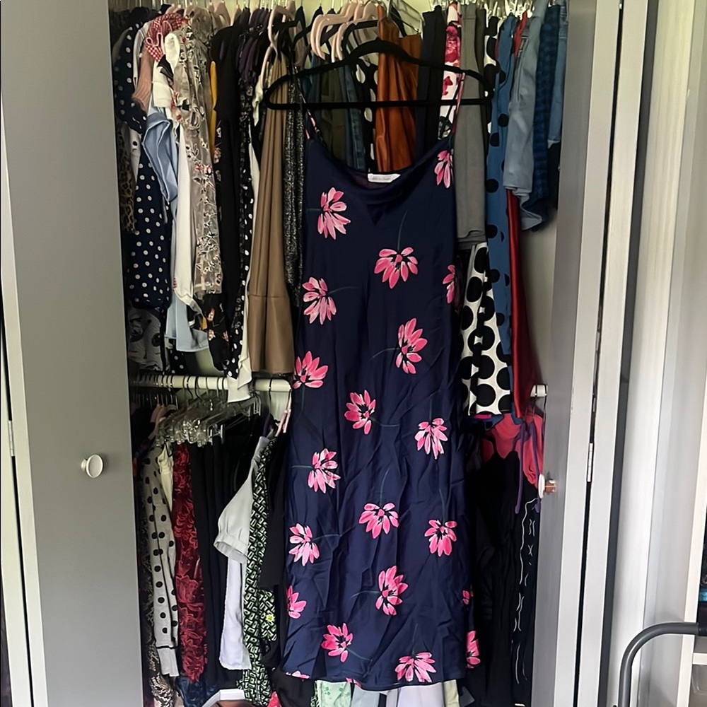 All in Favor Navy and Pink Floral Dress